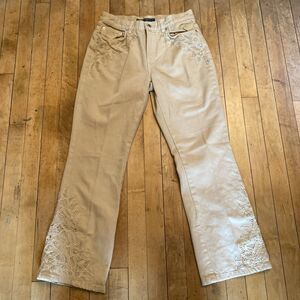 Lauren Jeans Company Women’s Beige Jeans Size 6P Petite Lace. Boot Cut Mid Rise